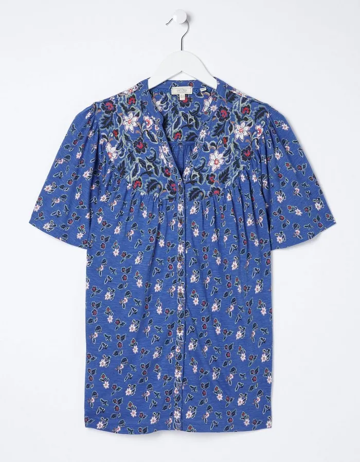 Polly Layered Floral Top Blue Women FatFace Tops and TShirts