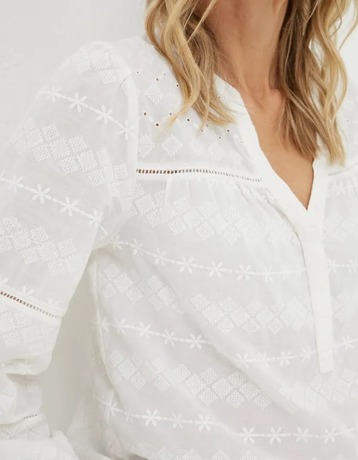 Poppy Embroidered Blouse Ivory Women FatFace Shirts and Blouses