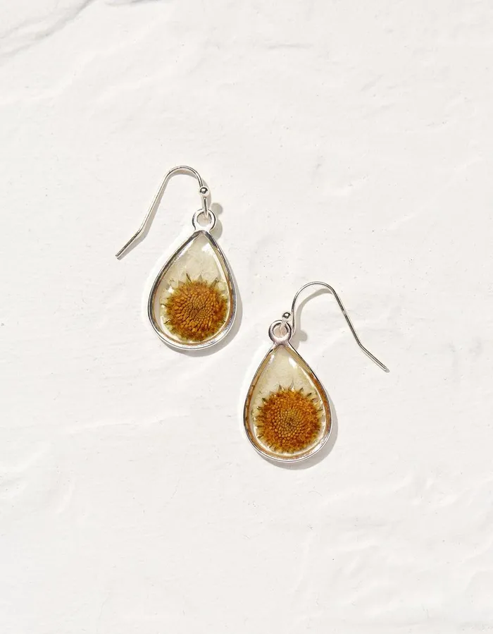 Pressed Daisy Earrings Silver Women FatFace Jewellery