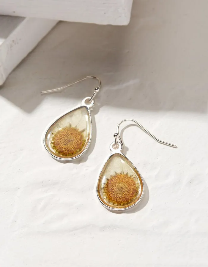 Pressed Daisy Earrings Silver Women FatFace Jewellery