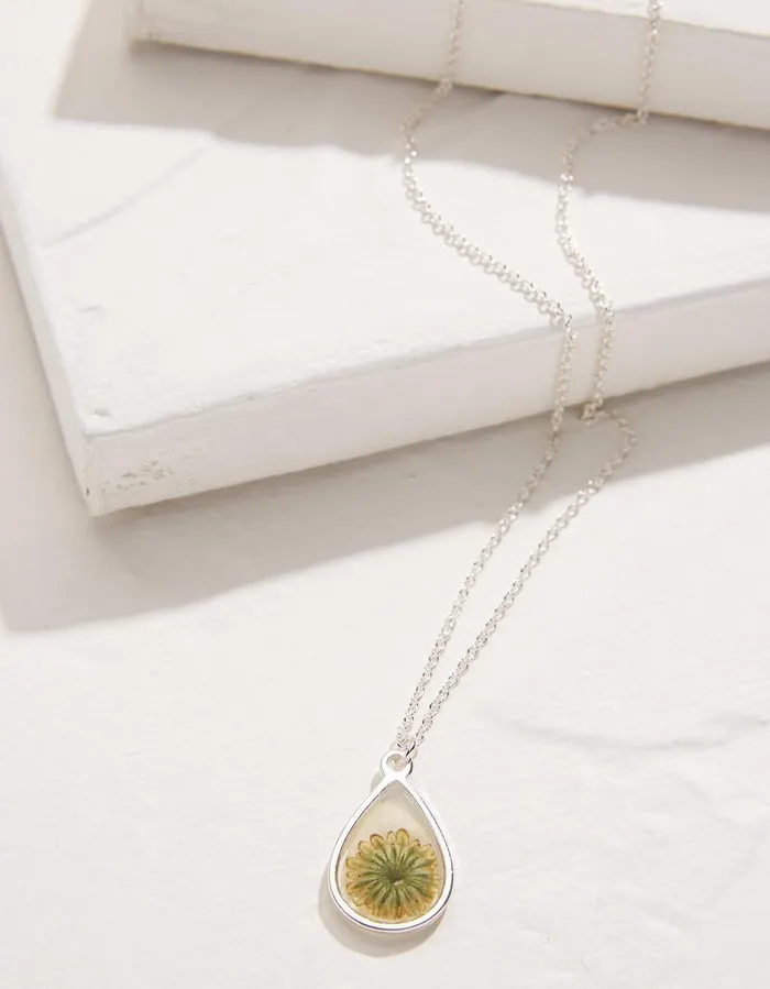 Pressed Daisy Necklace Silver Women FatFace Jewellery
