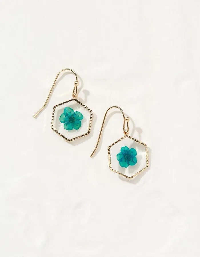 Pressed Flower Earrings Green Women FatFace Jewellery