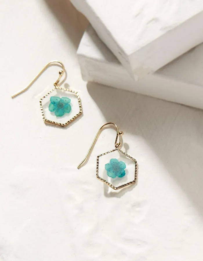 Pressed Flower Earrings Green Women FatFace Jewellery
