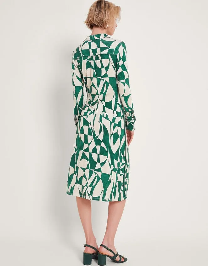 Print Shirt Dress Green Women Monsoon Dresses