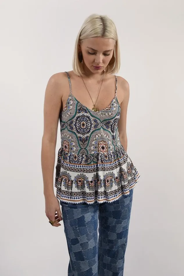 Printed Camisole BLUE ADELE Women Molly Bracken Tops