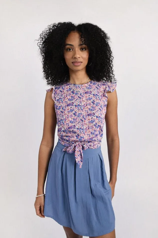 Printed Front Knotted Top OFFWHITE ROSE Women Molly Bracken Tops