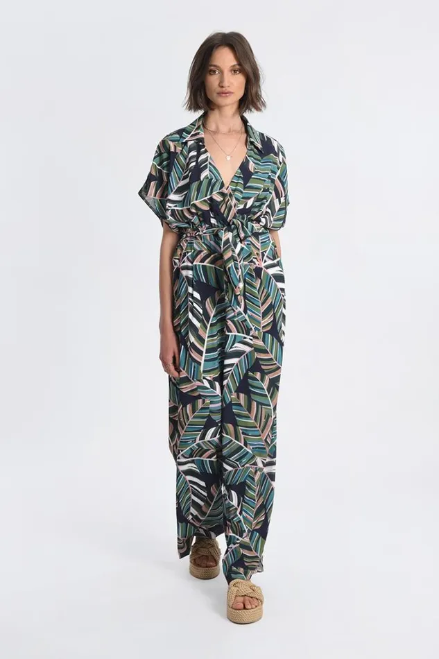 Printed Pant Suit GREEN ALOHA Women Molly Bracken Jumpsuits