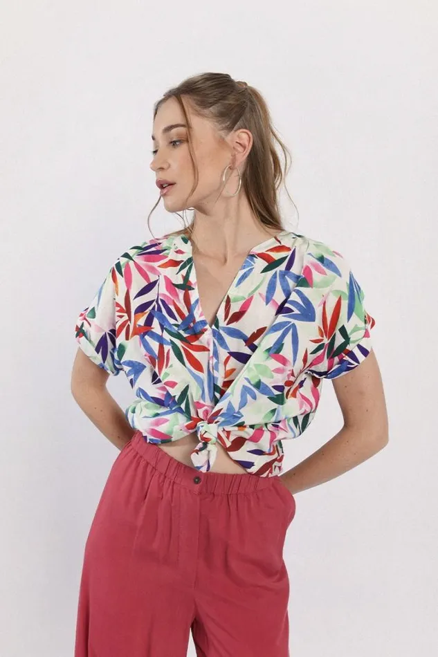 Printed Vneck Top WHITE ELVIS Women Molly Bracken Tops