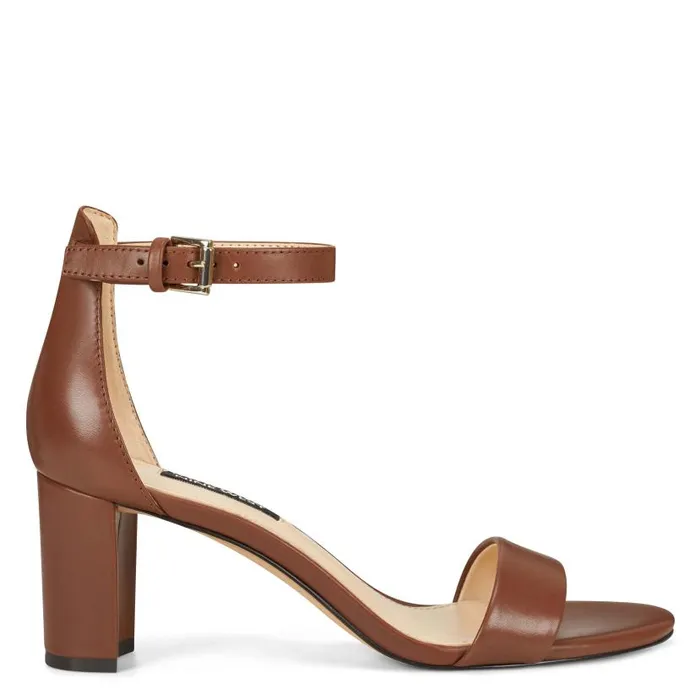 Pruce Ankle Strap Block Heel Sandals Dark Brown Leather Women Nine West Sandals Pruce Ankle Strap Block Heel Sandals Dark Brown Leather Women Nine West Sandals