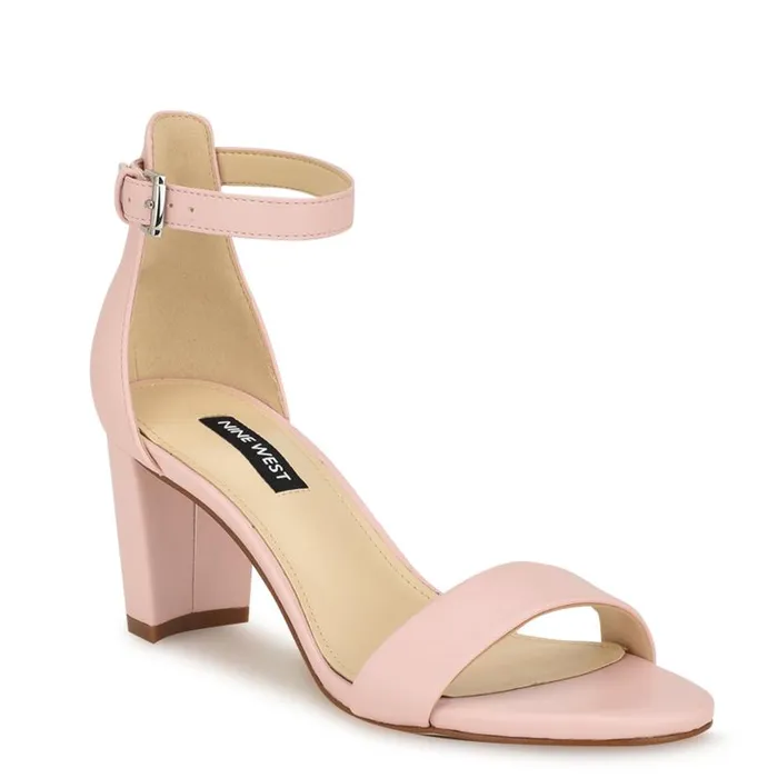 Pruce Ankle Strap Block Heel Sandals Light Pink Women Nine West Heels