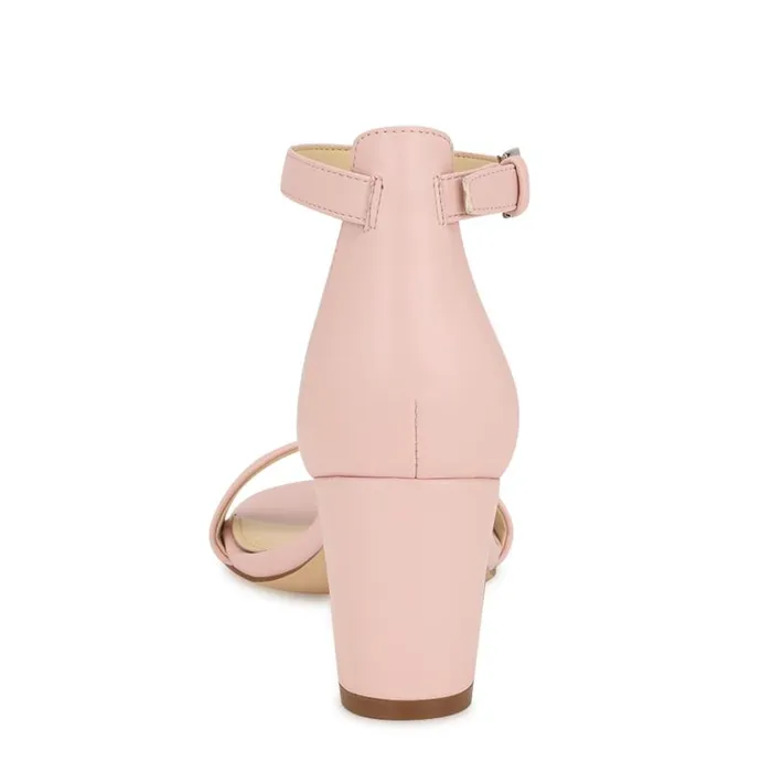 Pruce Ankle Strap Block Heel Sandals Light Pink Women Nine West Heels
