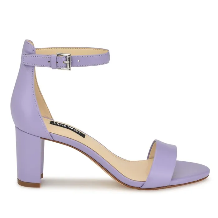Pruce Ankle Strap Block Heel Sandals Lilac Women Nine West Sandals