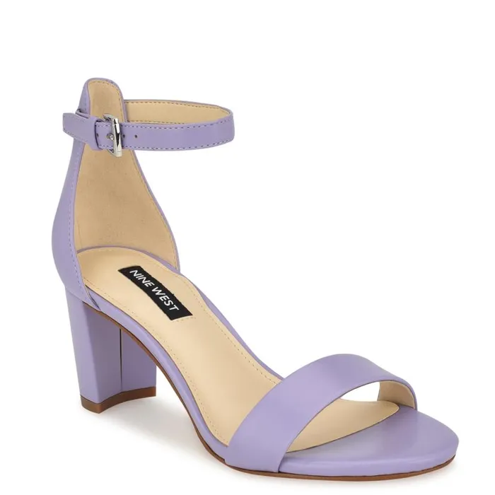 Pruce Ankle Strap Block Heel Sandals Lilac Women Nine West Sandals