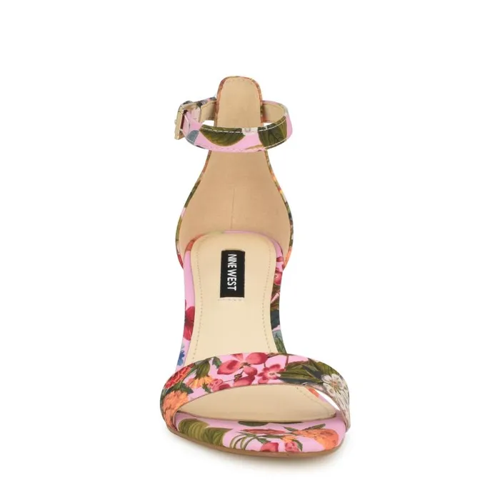 Pruce Ankle Strap Block Heel Sandals Pink Floral Women Nine West Sandals