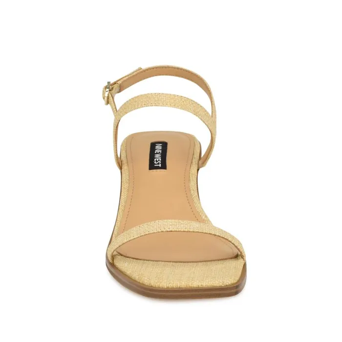 Purdy Block Heel Sandals Natural Raffia Women Nine West Sandals