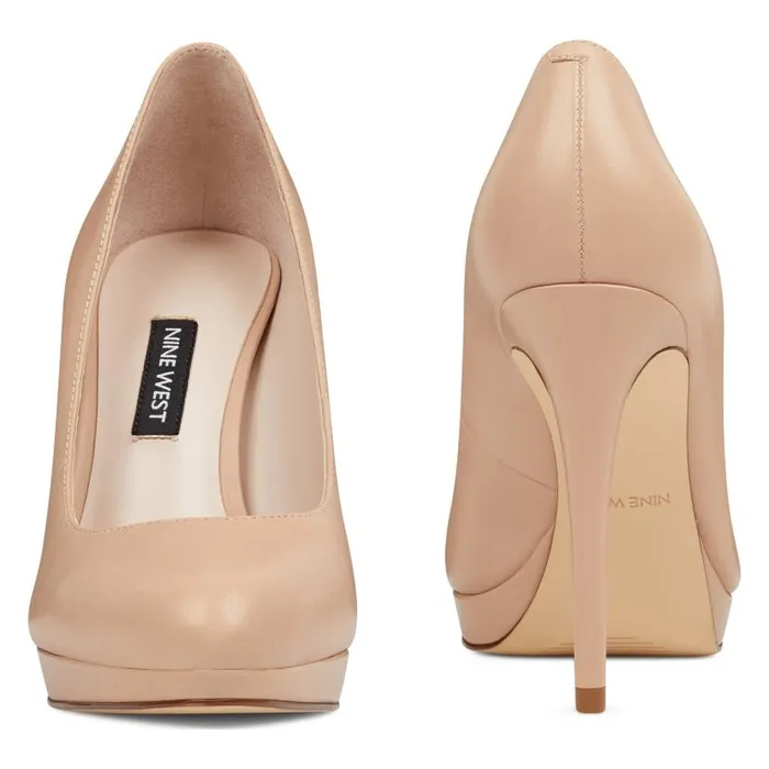 Quabree Platform Pumps Barely Nude Leather Women Nine West Heels