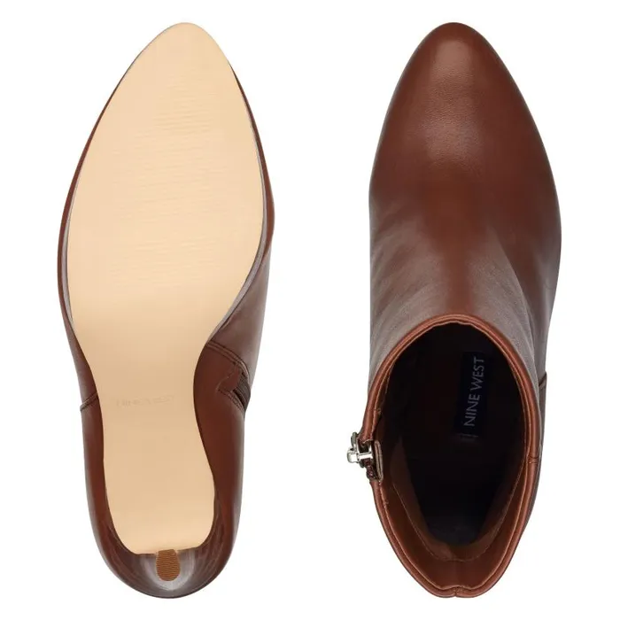 Quanette Platform Booties Brown Leather Women Nine West Boots and Booties