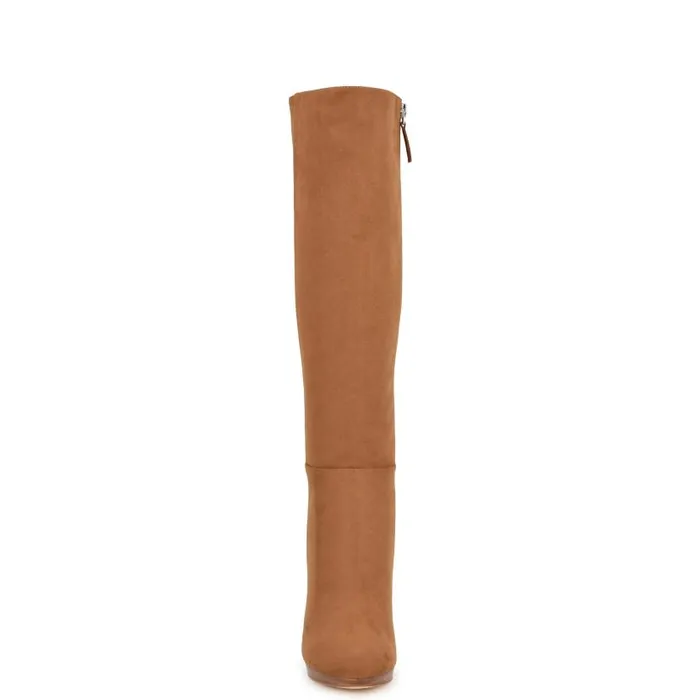 QuizMe Platform Boots Tan Suede Women Nine West Boots and Booties