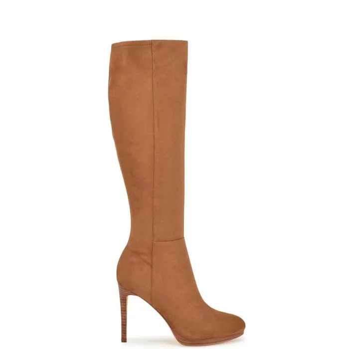 Quizme Wide Calf Platform Boots Tan Suede Women Nine West Boots and Booties