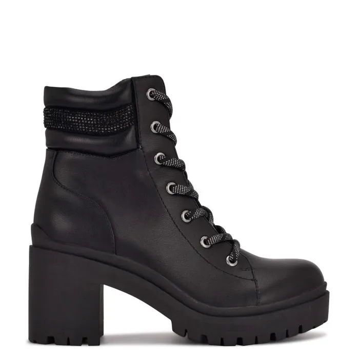 Quona Combat Booties Black Women Nine West Boots and Booties