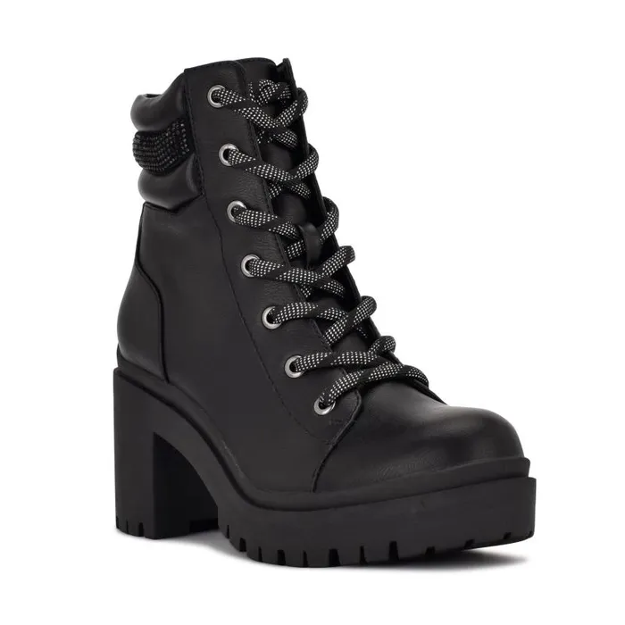 Quona Combat Booties Black Women Nine West Boots and Booties