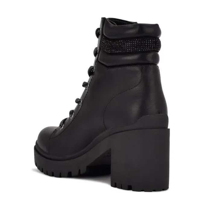 Quona Combat Booties Black Women Nine West Boots and Booties