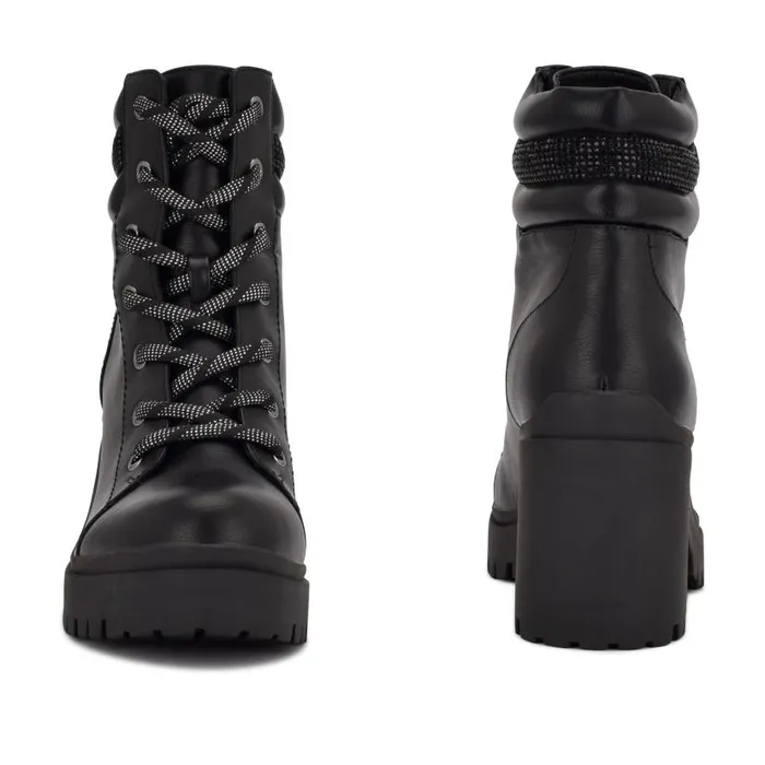 Quona Combat Booties Black Women Nine West Boots and Booties