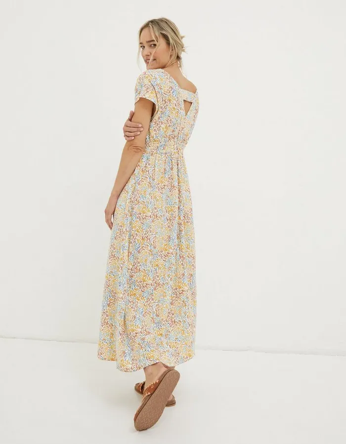 Rae Linen Blend Midi Dress Ivory Women FatFace Dresses