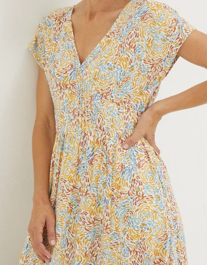 Rae Linen Blend Midi Dress Ivory Women FatFace Dresses