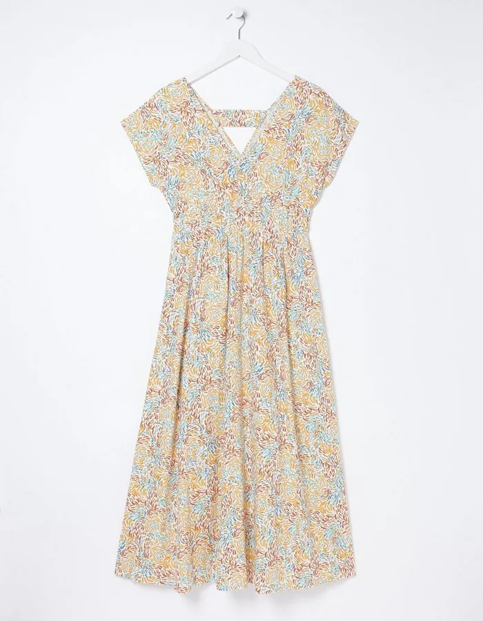 Rae Linen Blend Midi Dress Ivory Women FatFace Dresses