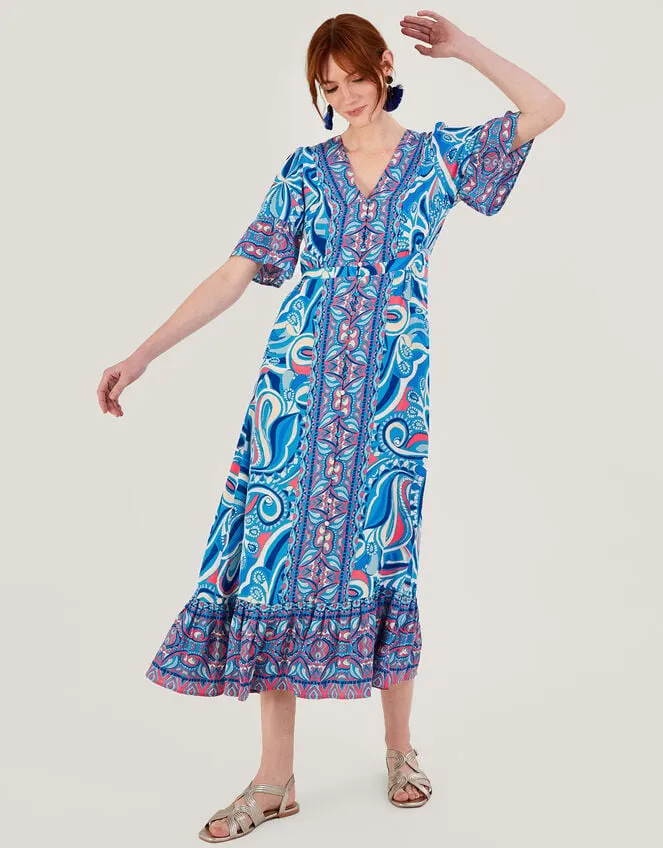 Raegan Contrast Print Dress With Lenzing Ecovero Blue Women Monsoon Dresses