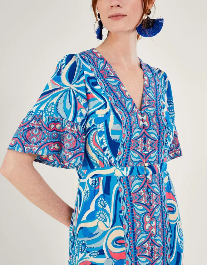 Raegan Contrast Print Dress With Lenzing Ecovero Blue Women Monsoon Dresses