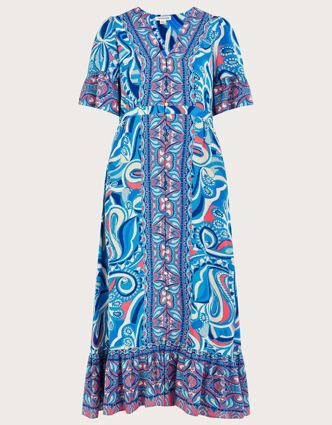 Raegan Contrast Print Dress With Lenzing Ecovero Blue Women Monsoon Dresses