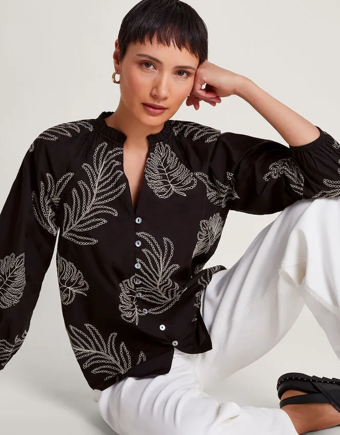 Raeni Leaf Print Blouse Black Women Monsoon Tops and Blouses
