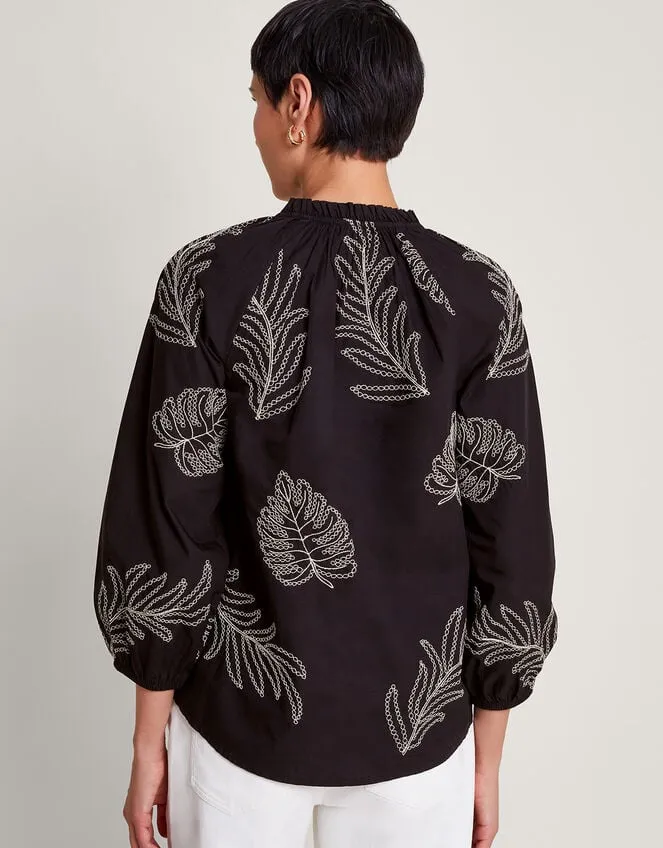 Raeni Leaf Print Blouse Black Women Monsoon Tops and Blouses
