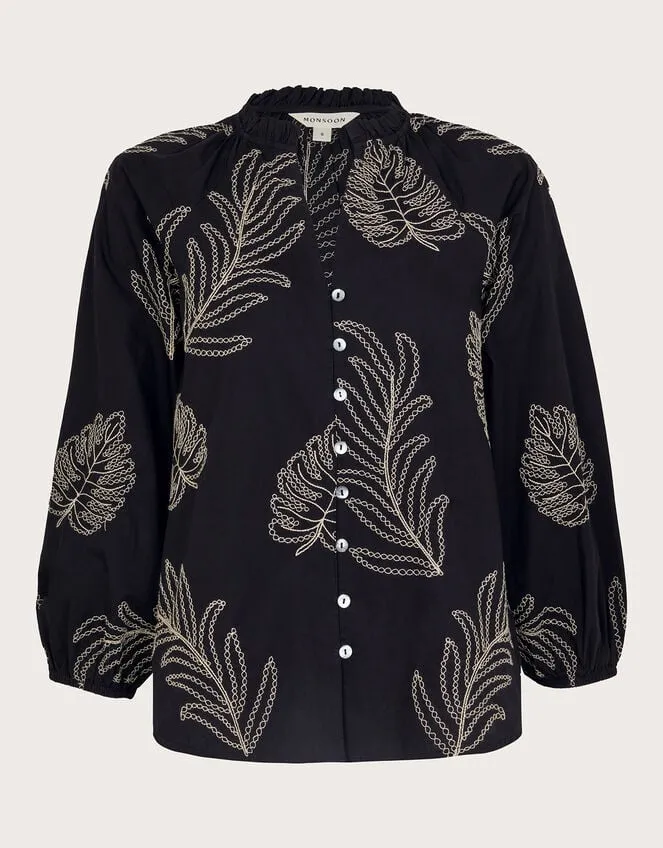 Raeni Leaf Print Blouse Black Women Monsoon Tops and Blouses