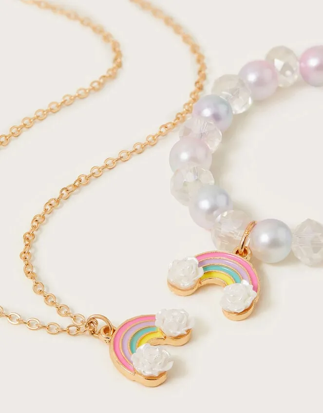 Rainbow Necklace And Bracelet Set Children Monsoon Girls039 Jewellery