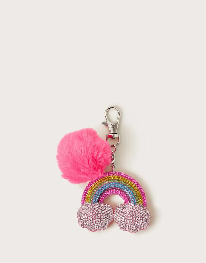 Rainbow PomPom Bag Charm Children Monsoon Girls039 Bags and Purses