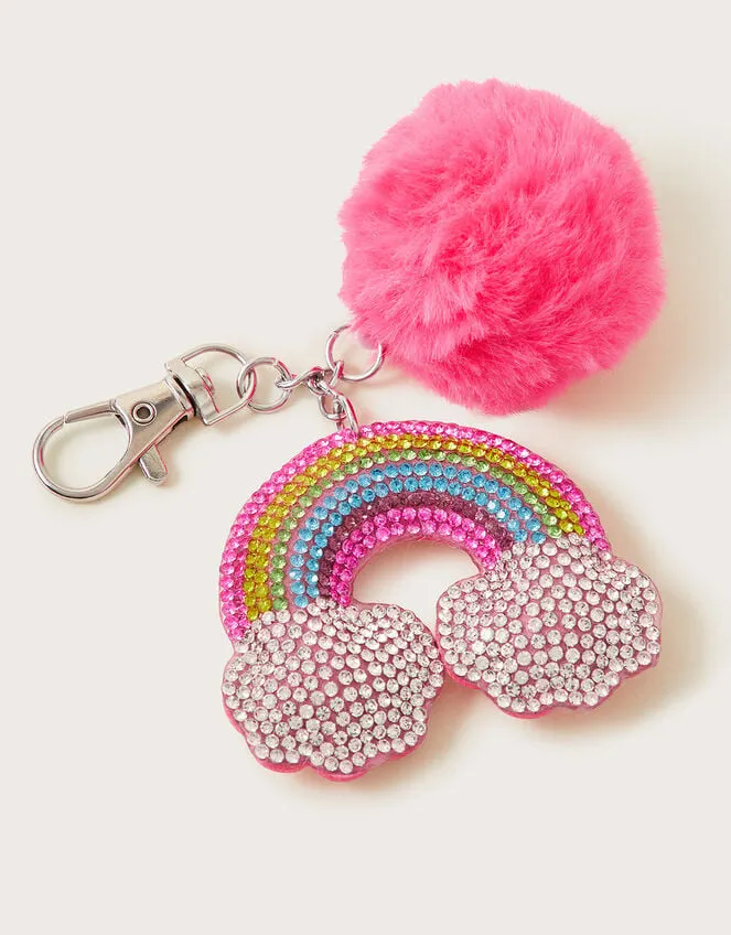 Rainbow PomPom Bag Charm Children Monsoon Girls039 Bags and Purses