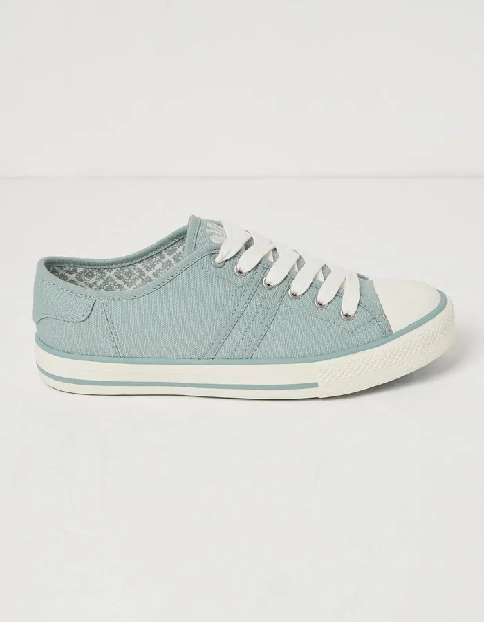 Raya Canvas Lace Up Trainers Dusky Green Women FatFace Trainers
