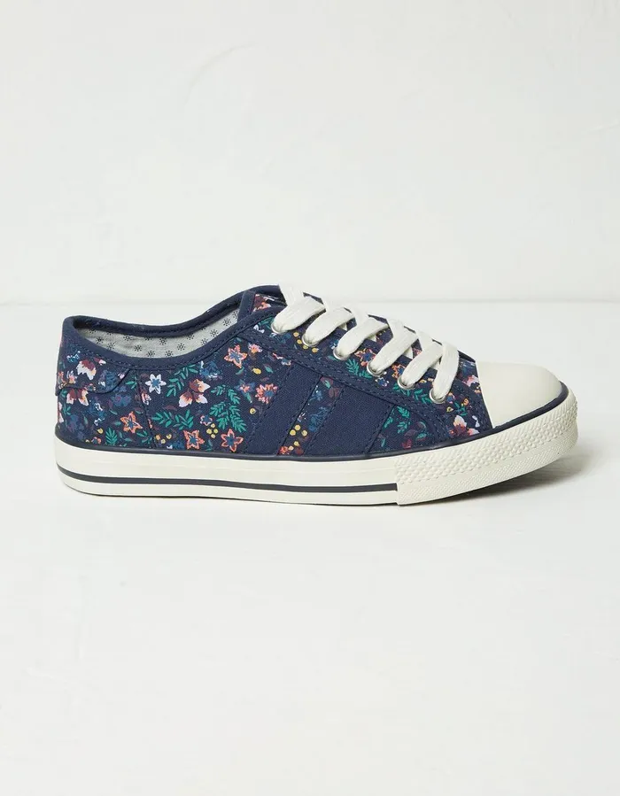 Raya Canvas Lace Up Trainers Navy Women FatFace Trainers
