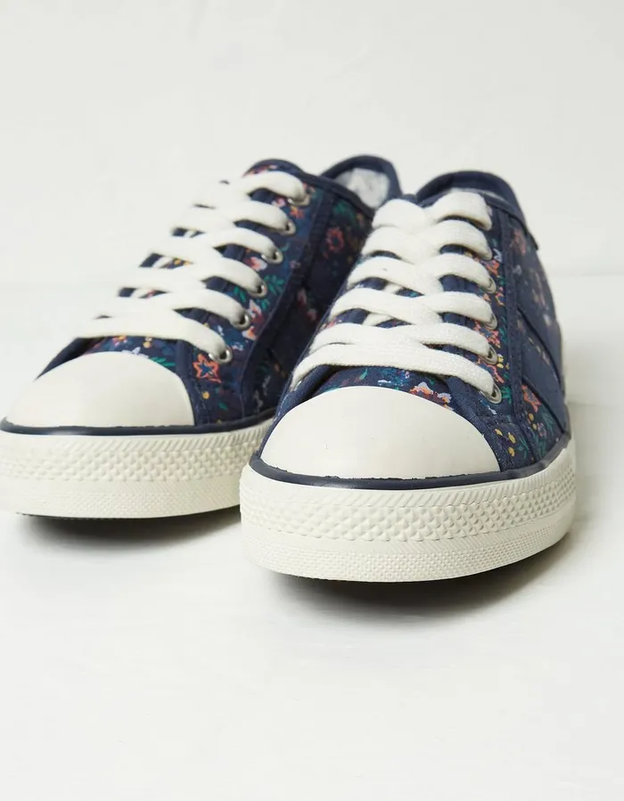 Raya Canvas Lace Up Trainers Navy Women FatFace Trainers