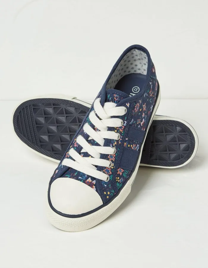 Raya Canvas Lace Up Trainers Navy Women FatFace Trainers