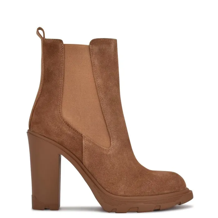 Ream Chelsea Heeled Booties Medium Natural Suede Women Nine West Heels