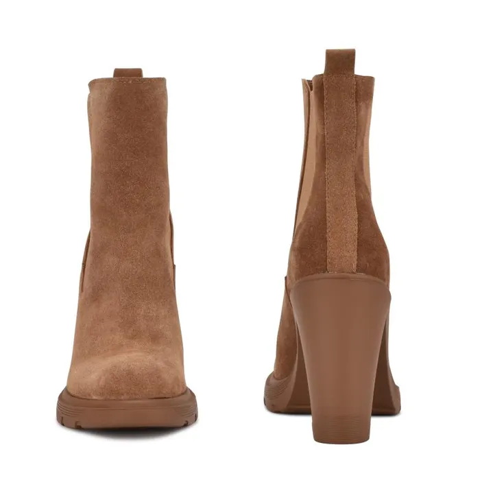Ream Chelsea Heeled Booties Medium Natural Suede Women Nine West Heels