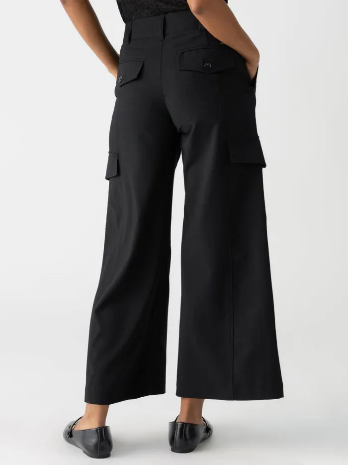 Rebel Wide Leg Standard Rise Crop Pant Black Women Sanctuary Clothing Pants