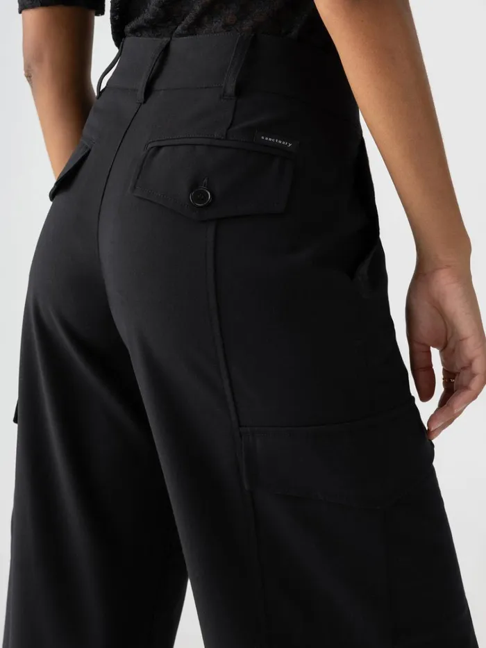 Rebel Wide Leg Standard Rise Crop Pant Black Women Sanctuary Clothing Pants