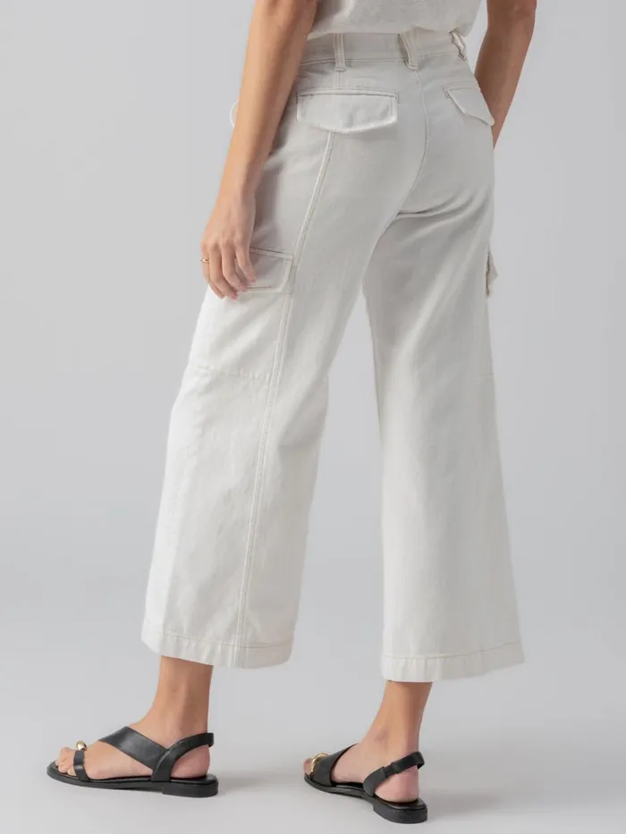 Rebel Wide Leg Standard Rise Crop Pant Powdered Sugar Women Sanctuary Clothing Pants