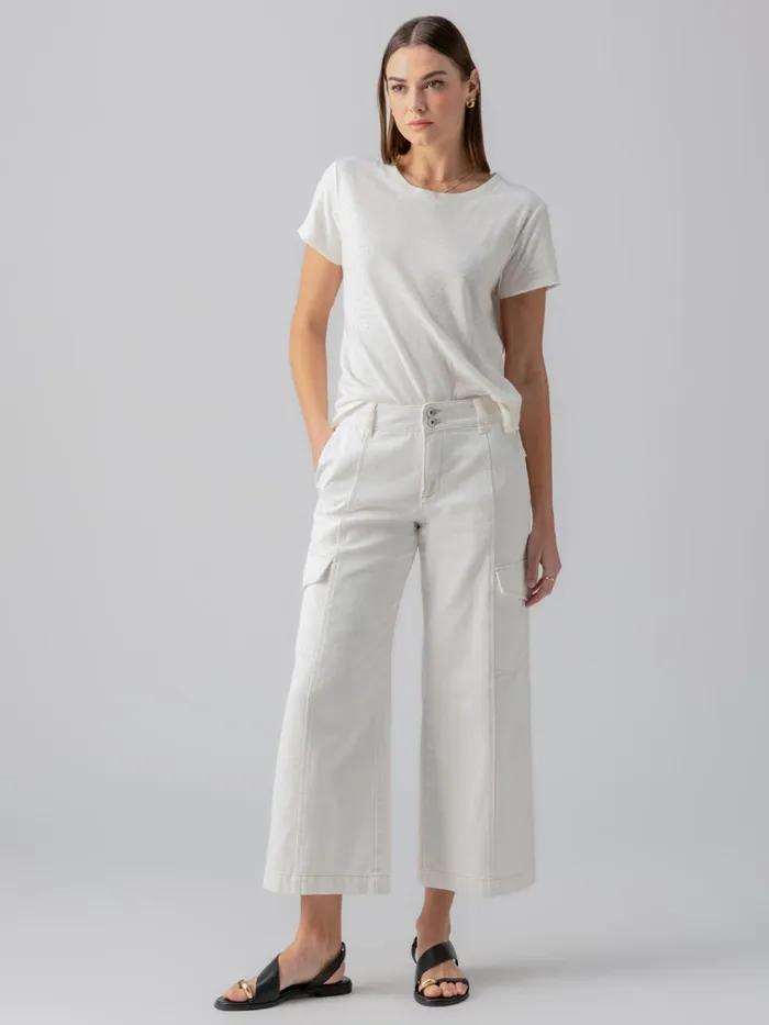 Rebel Wide Leg Standard Rise Crop Pant Powdered Sugar Women Sanctuary Clothing Pants