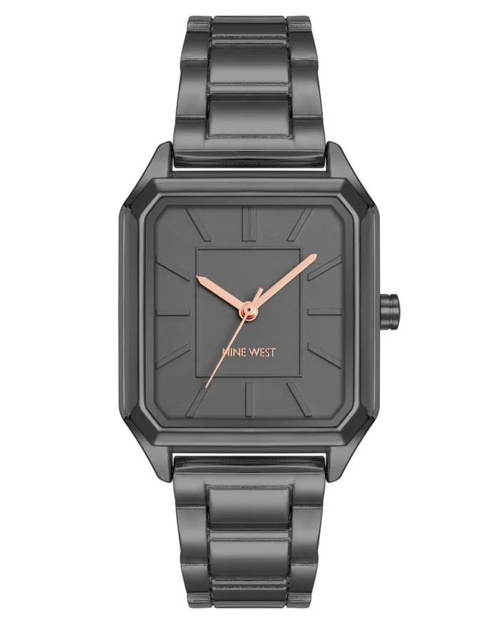 Rectangular Case Bracelet Watch Grey WomenMen Nine West Watches
